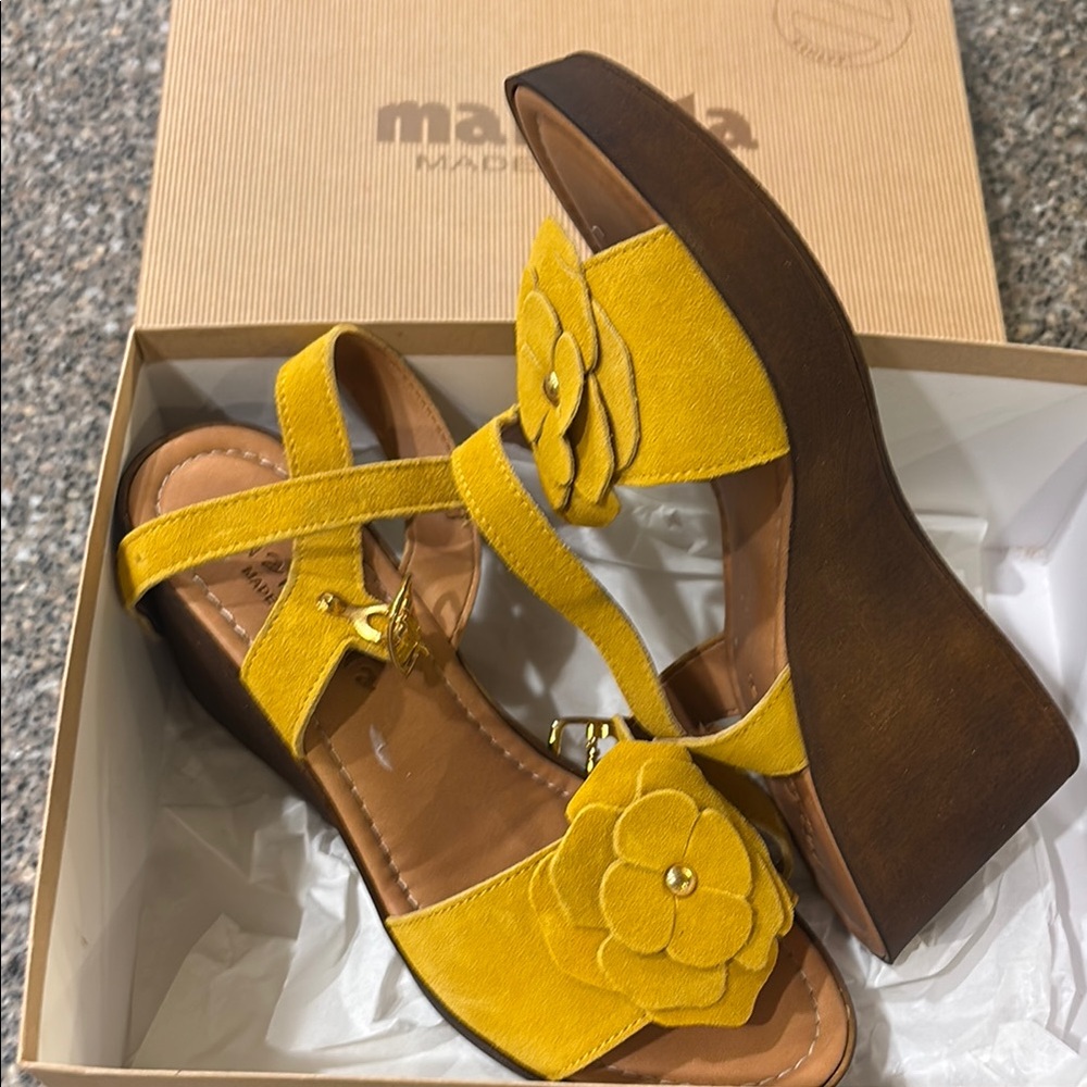 MARELLA Yellow Wedges with Brown Sole